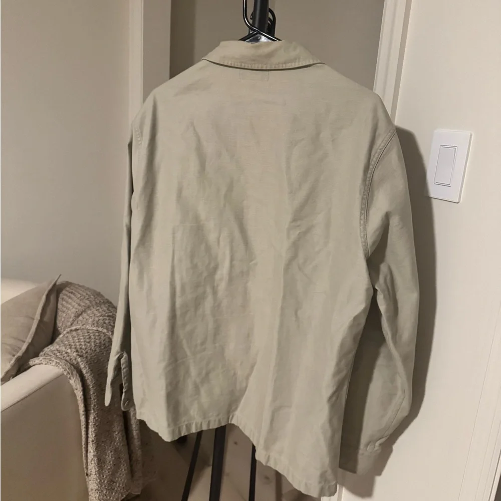 J. Crew Wallace & Barnes Light Khaki Cotton Button-Up Military Shirt Jacket